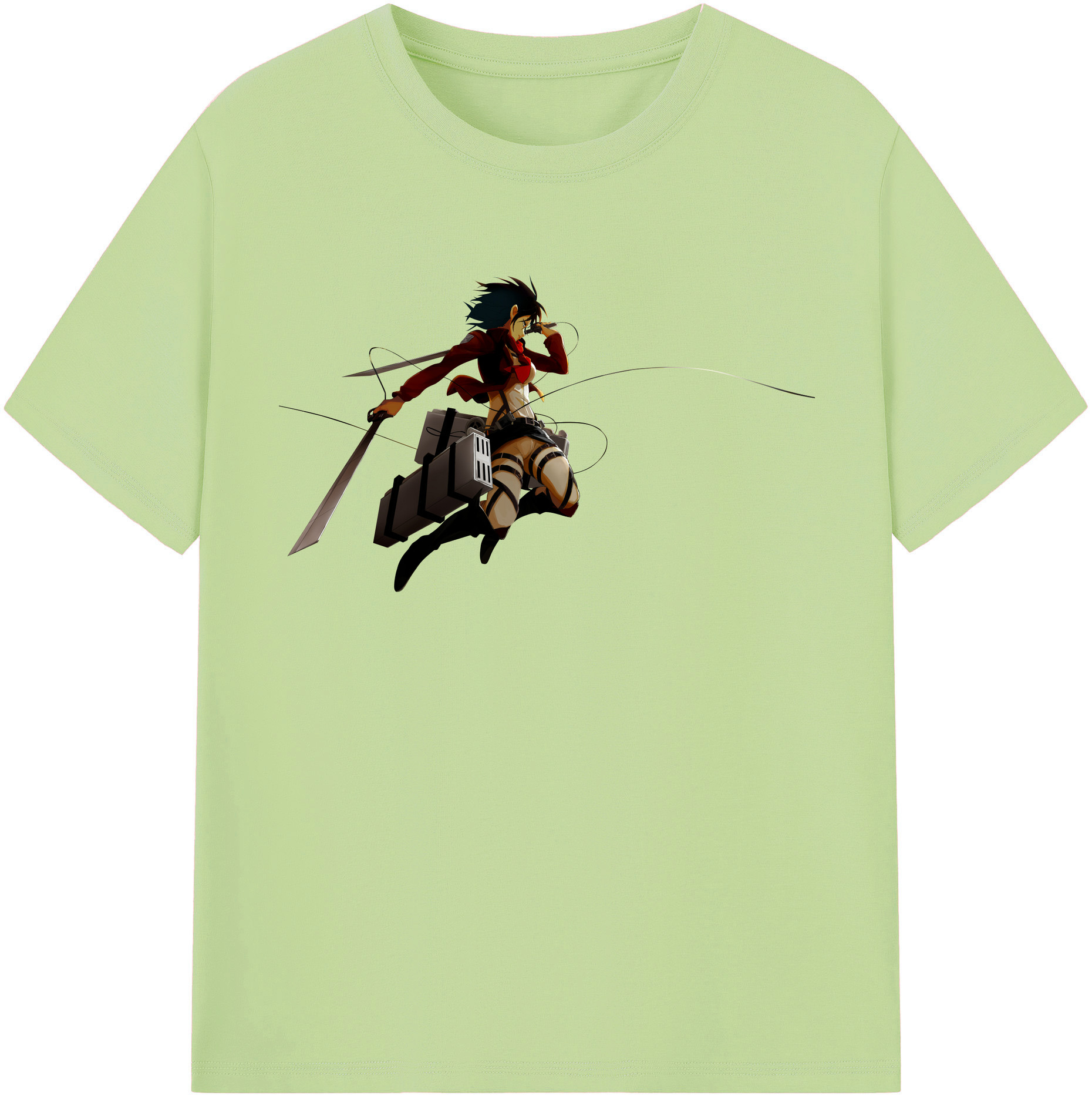 （画像用） 進撃の巨人 ミカサ·アッカーマン Attack on Titan Mikasa Ackerman 綿100％半袖Tシャツ（フロントプリント）